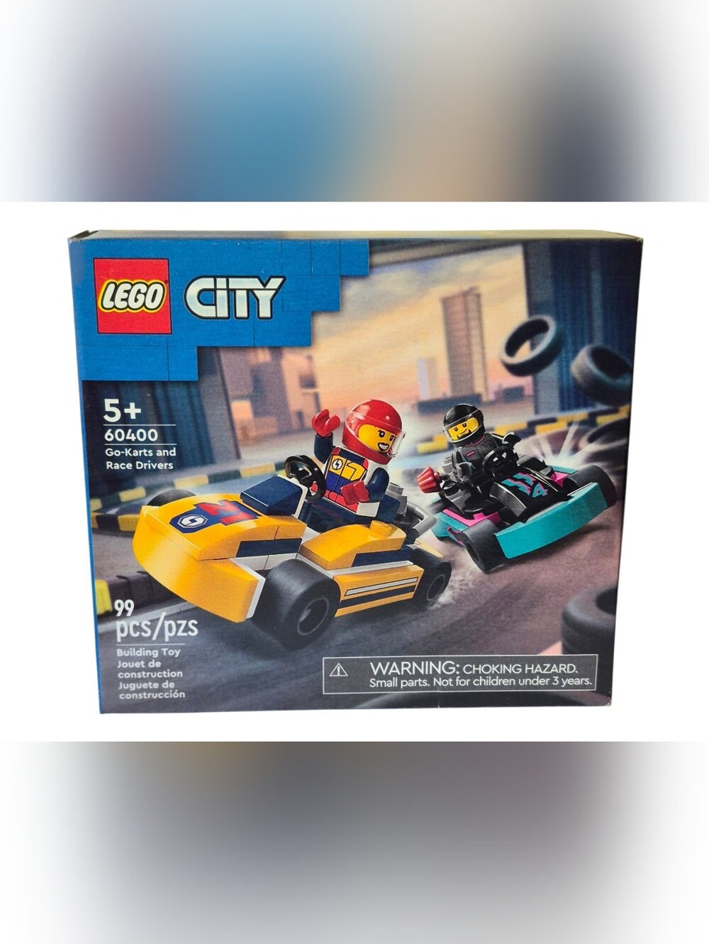 LEGO City Yellow and Teal Go-Karts with Race Drivers NIB